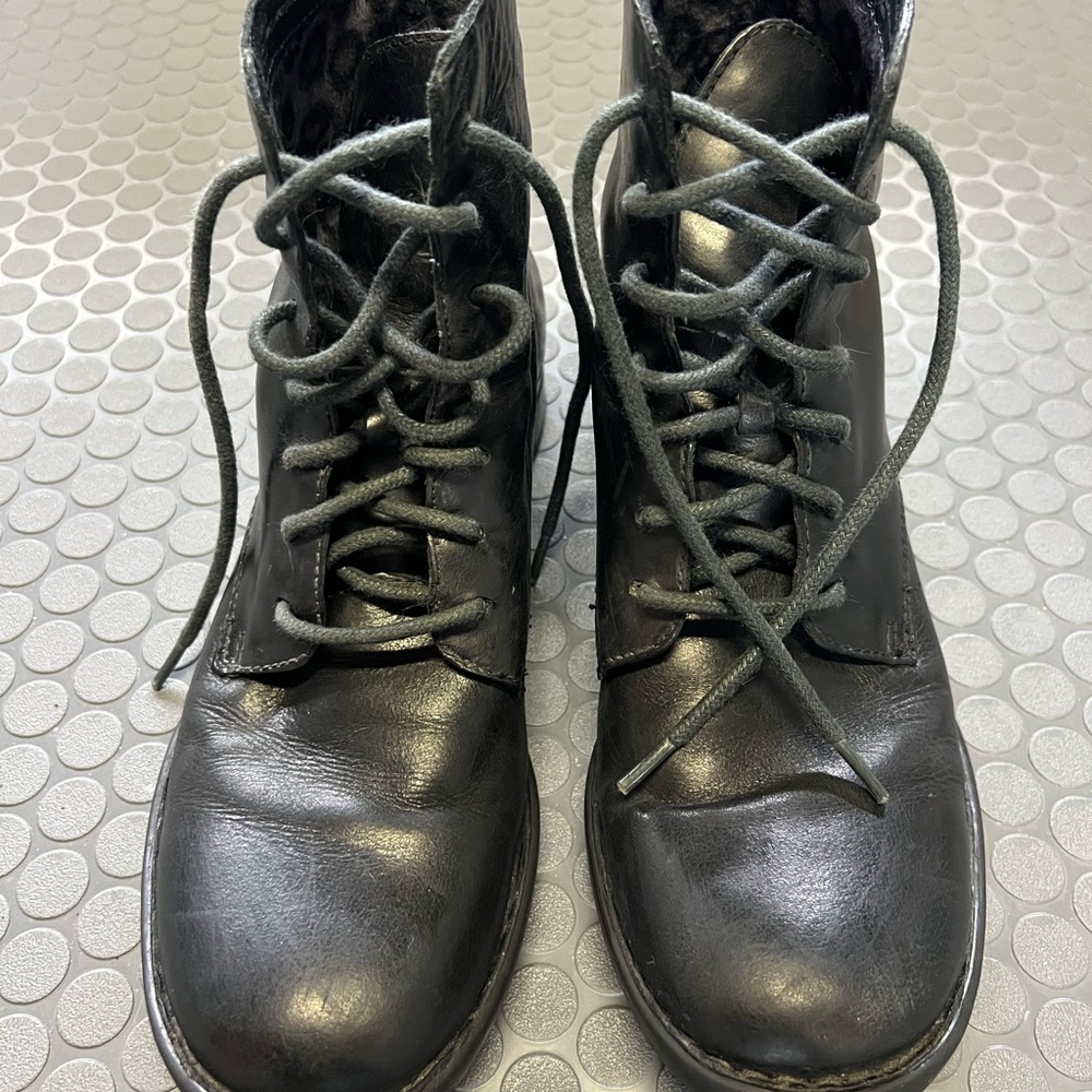 Born Black Leather lace up Boots